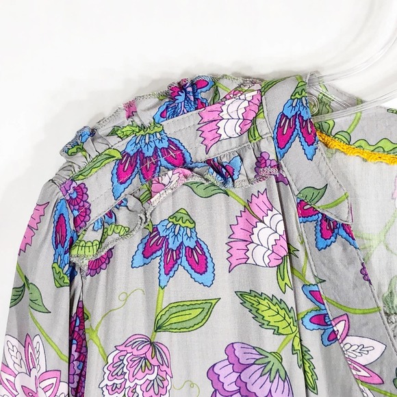 Matilda Jane Medium Top Thinking Out Loud Gray Purple Floral Popover Womens 837 - Picture 5 of 10